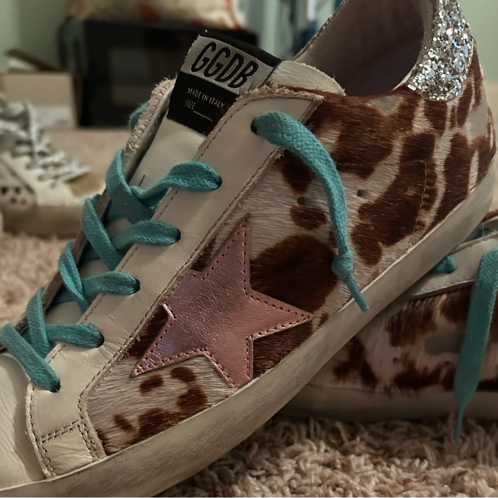Golden Goose Women's COW Print Sneakers with Pink Star
Size 39